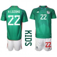 Mexiko Hirving Lozano #22 Fußballbekleidung Heimtrikot Kinder WM 2022 Kurzarm (+ kurze hosen)